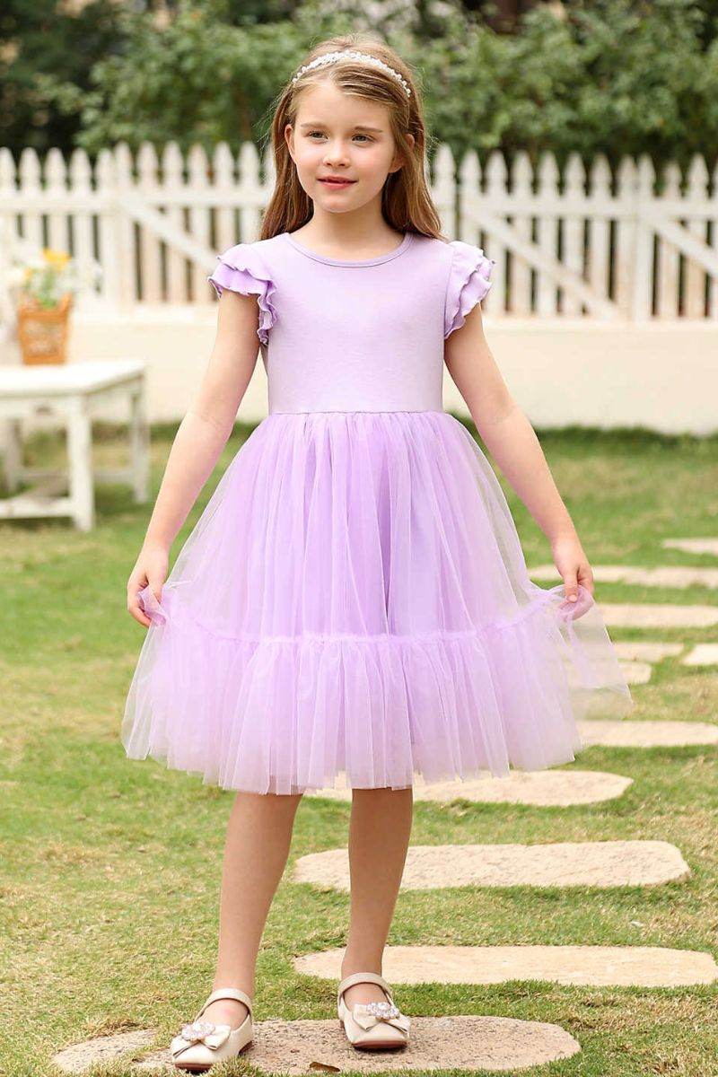 A-Line Midi Tulle Flower Girl Dress CF0367 - COCOMELODY